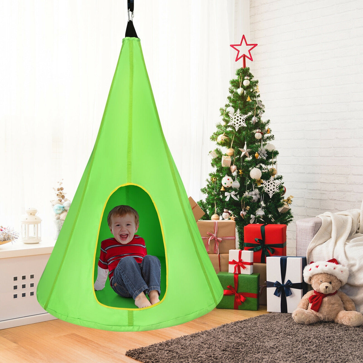 32 Inch Kids Nest Swing Chair Hanging Hammock Seat for Indoor and Outdoor