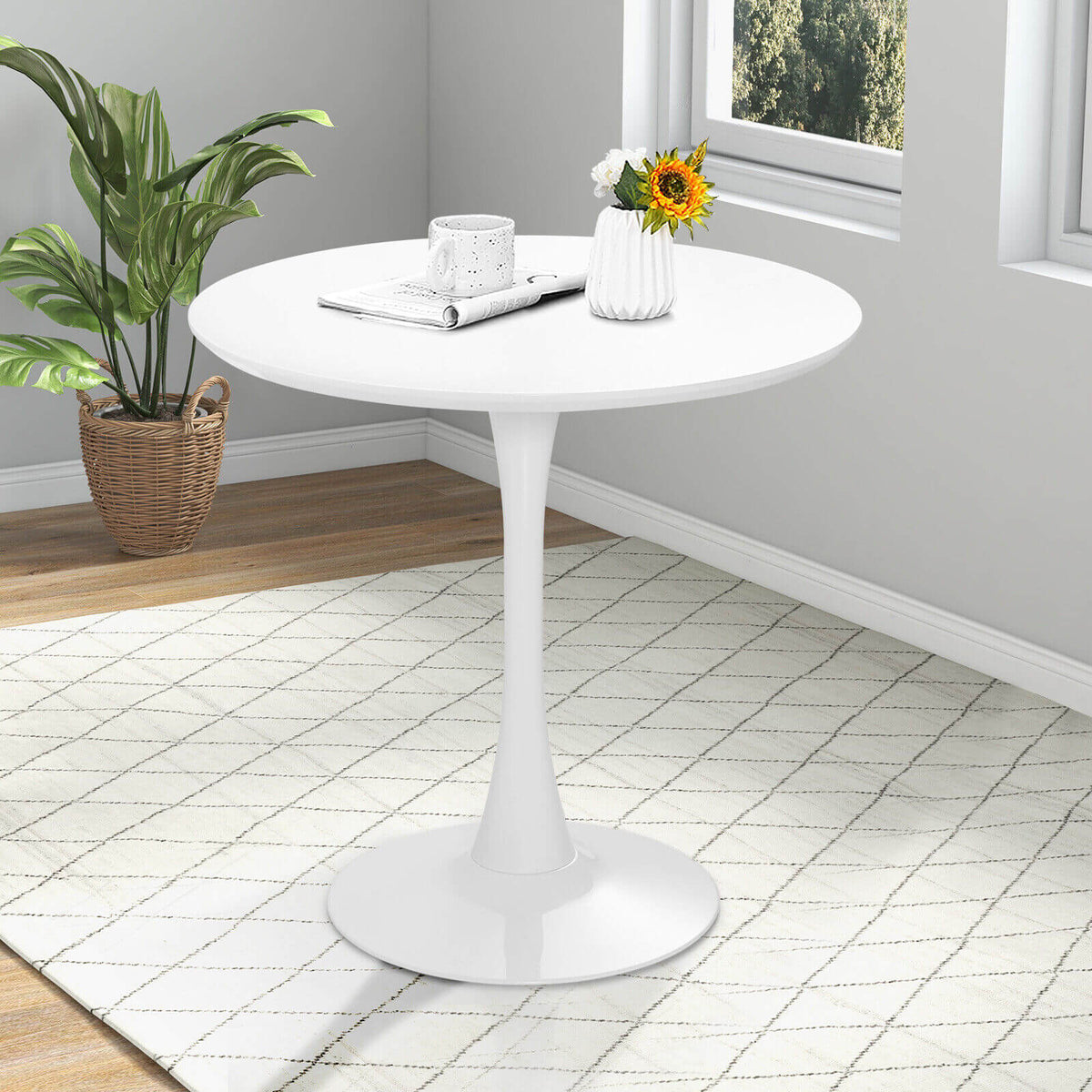 32 Inch Modern Tulip Round Dining Table with MDF Top-White – DECOROLALA