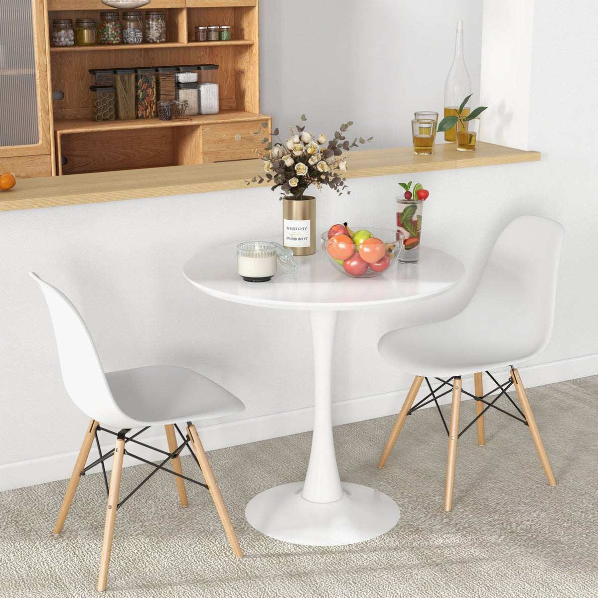 32 Inch Modern Tulip Round Dining Table with MDF Top-White – DECOROLALA