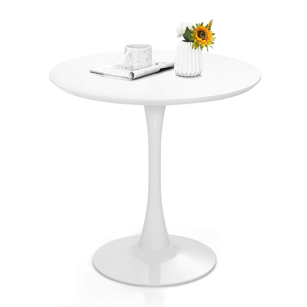 32 Inch Modern Tulip Round Dining Table with MDF Top-White – DECOROLALA
