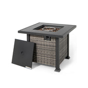 32 Inch Square Propane Fire Pit Table with Lava Rocks Cover-Gray-Fire Pit Tables-DECOROLALA