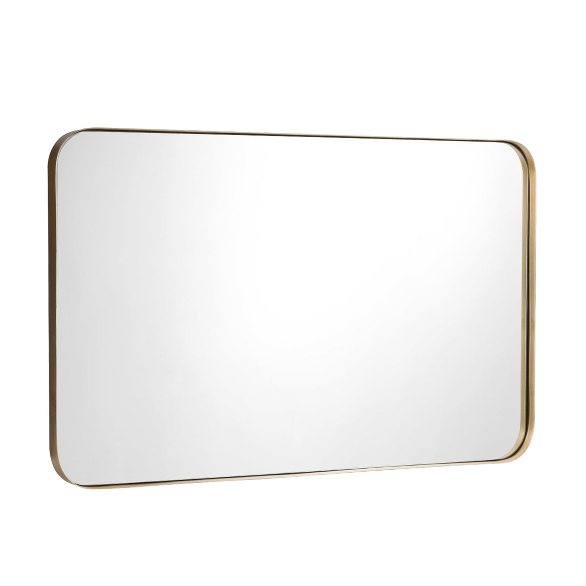 32 Inch x 20 Inch Metal Frame Wall-Mounted Rectangle Mirror-Golden-Wall Mirrors-DECOROLALA