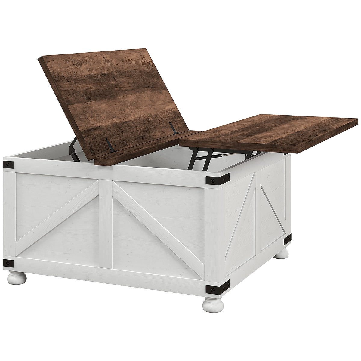 32" Lift Top Coffee Table - Farmhouse Antique White-Coffee Tables-DECOROLALA