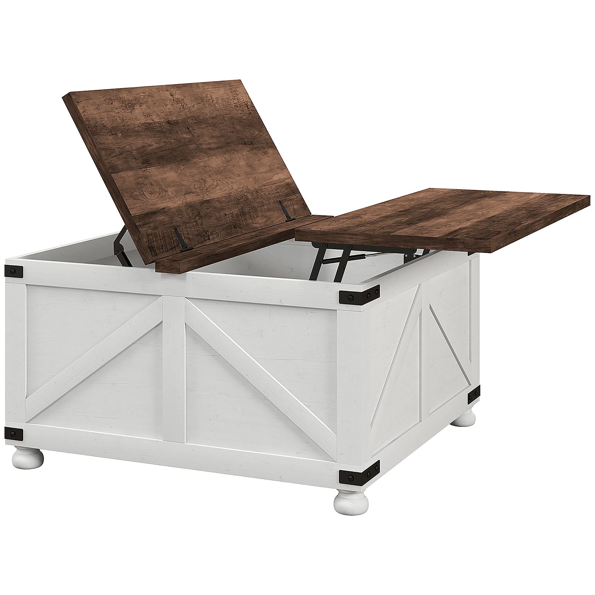 32" Lift Top Coffee Table - Farmhouse Antique White-DECOROLALA