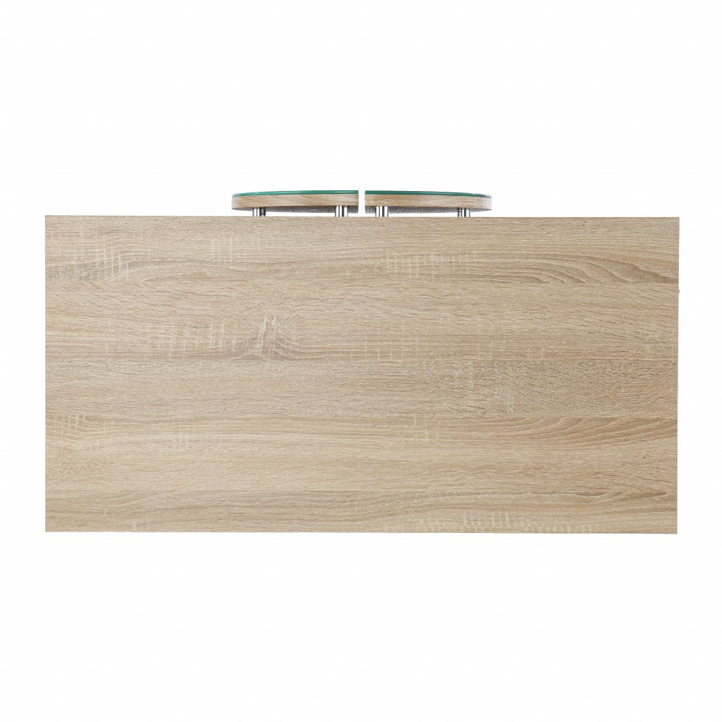 32" Natural and Chrome Mirrored Circle Double Door Bar Cabinet-Sideboards-DECOROLALA