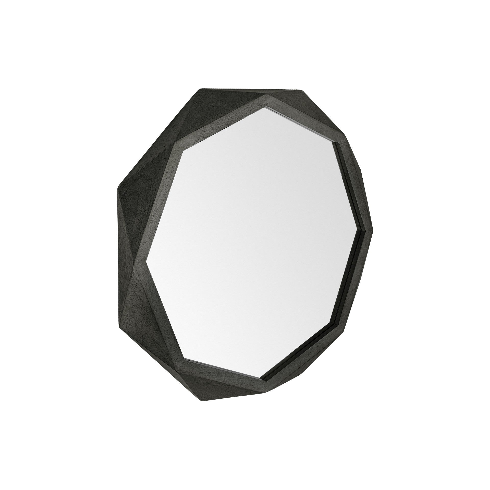 32" Octagon Black Wood Frame Wall Mirror-Mirrors-DECOROLALA