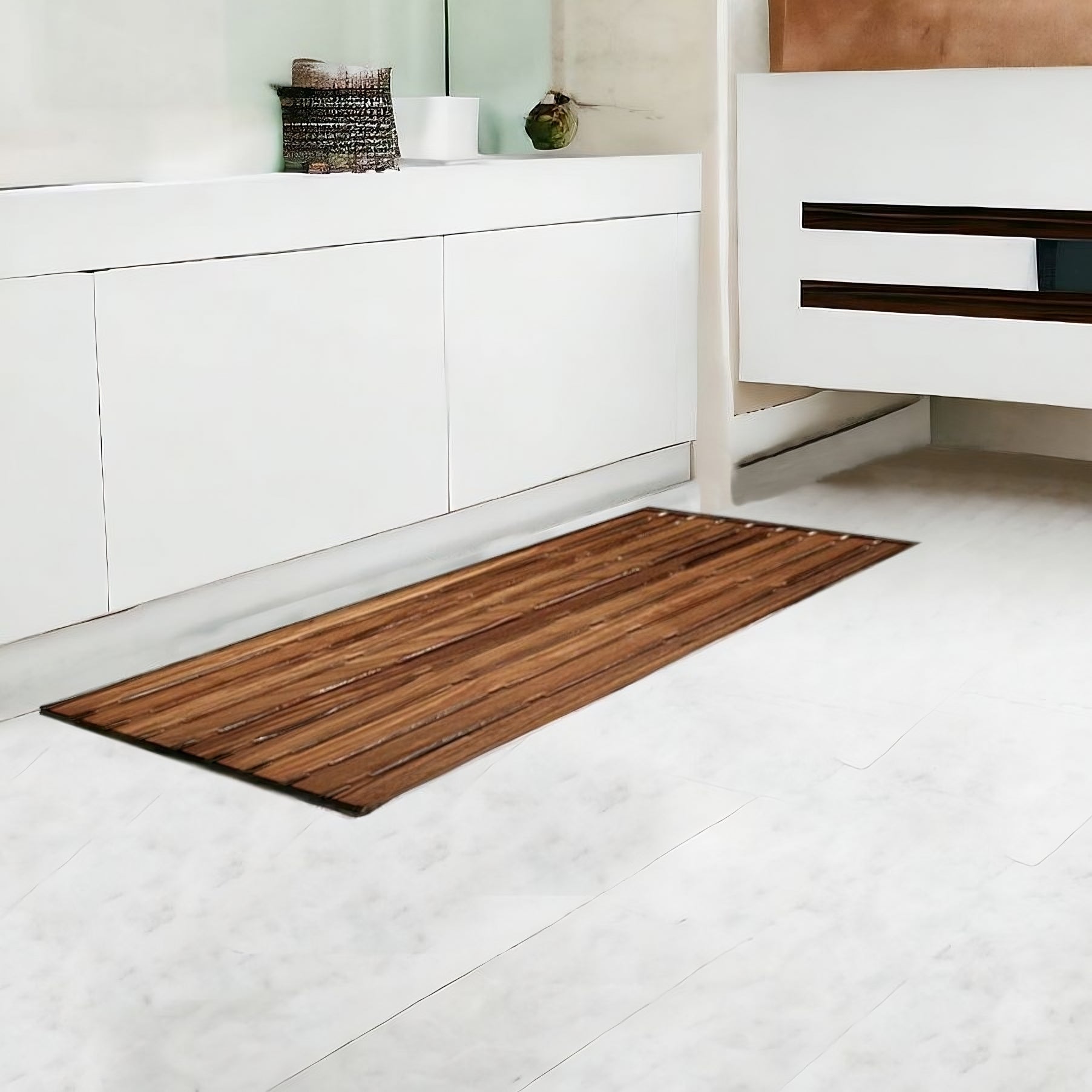 32" Premium Teak Shower Bath Mat-Bath Rugs-DECOROLALA