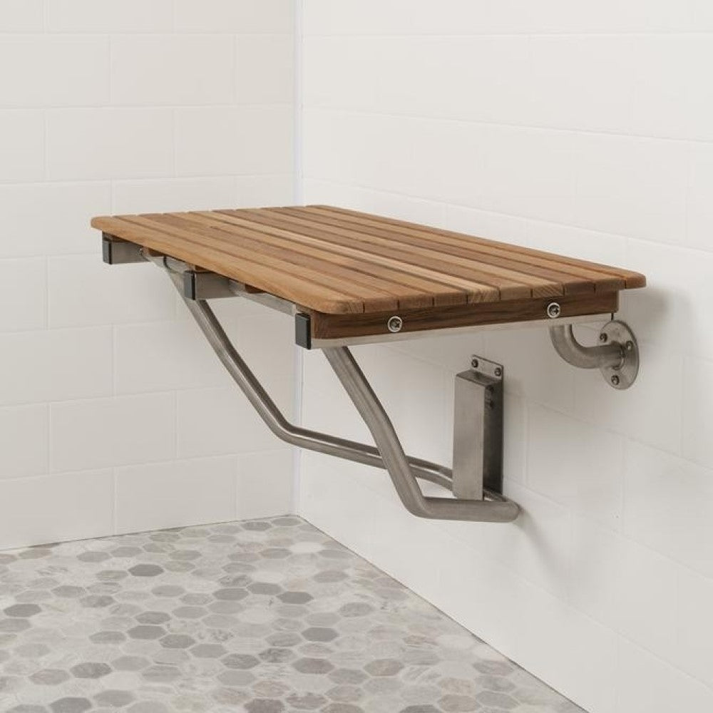 32" Premium Wall Mount Teak Shower Bench-Shower Benches-DECOROLALA