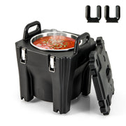 32 QT Portable Insulated Food Carrier with Stainless Steel Barrel for Catering Camping-Black-Food Warmers & Burners-DECOROLALA