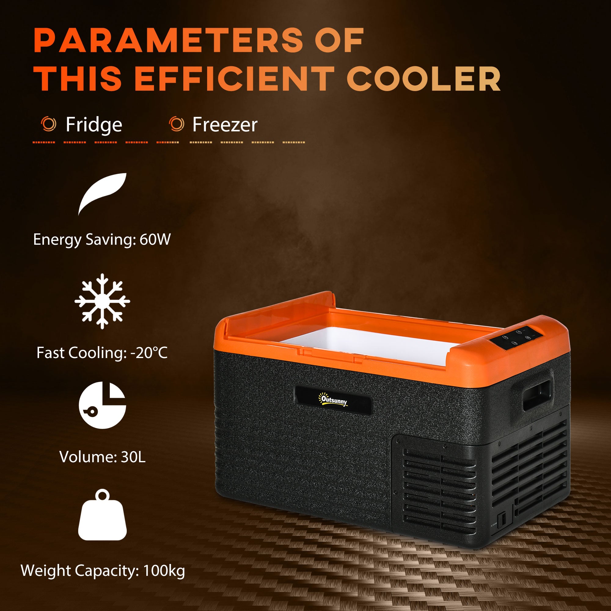 32 Quart Portable Car Fridge Freezer - Orange/Black-DECOROLALA