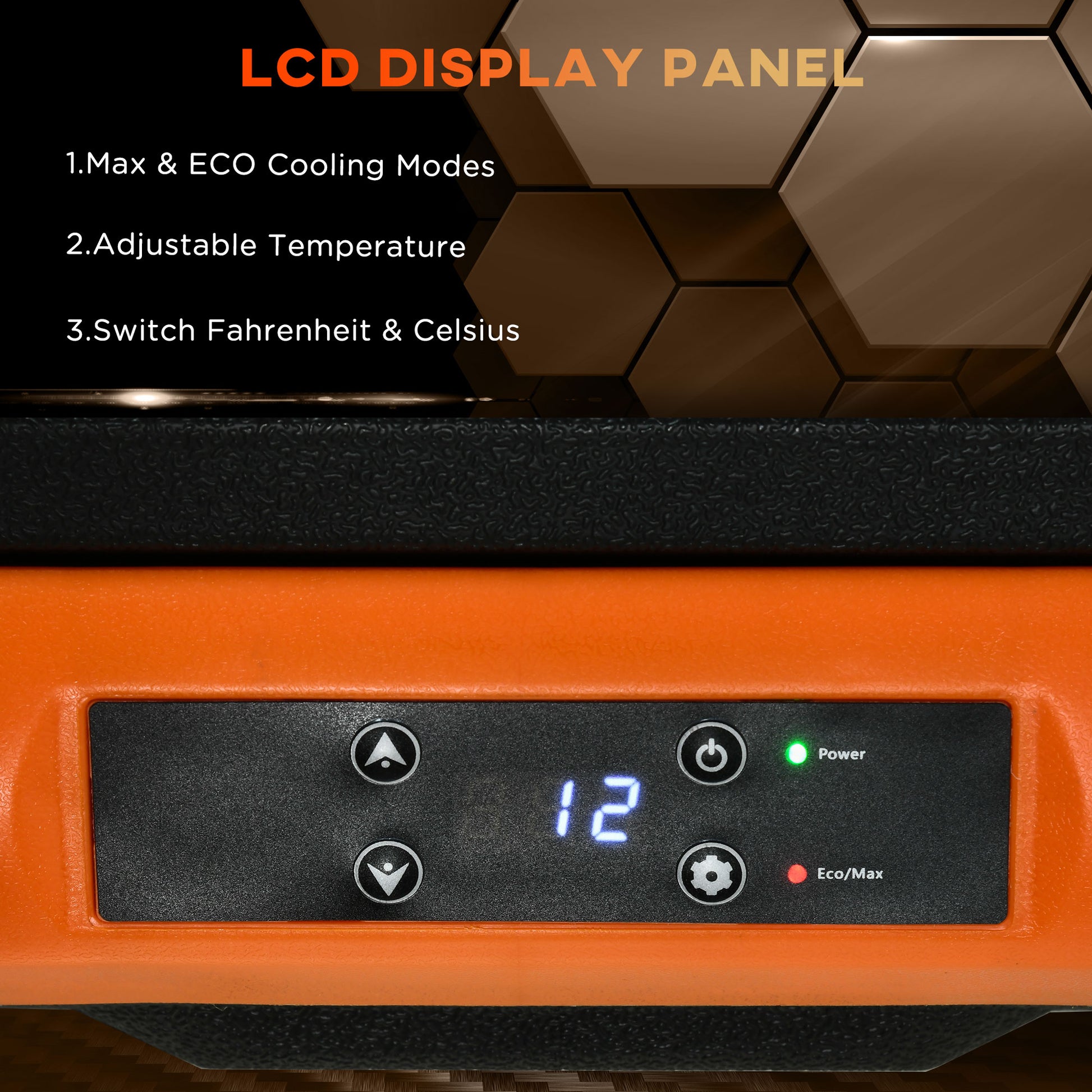 32 Quart Portable Car Fridge Freezer - Orange/Black-DECOROLALA
