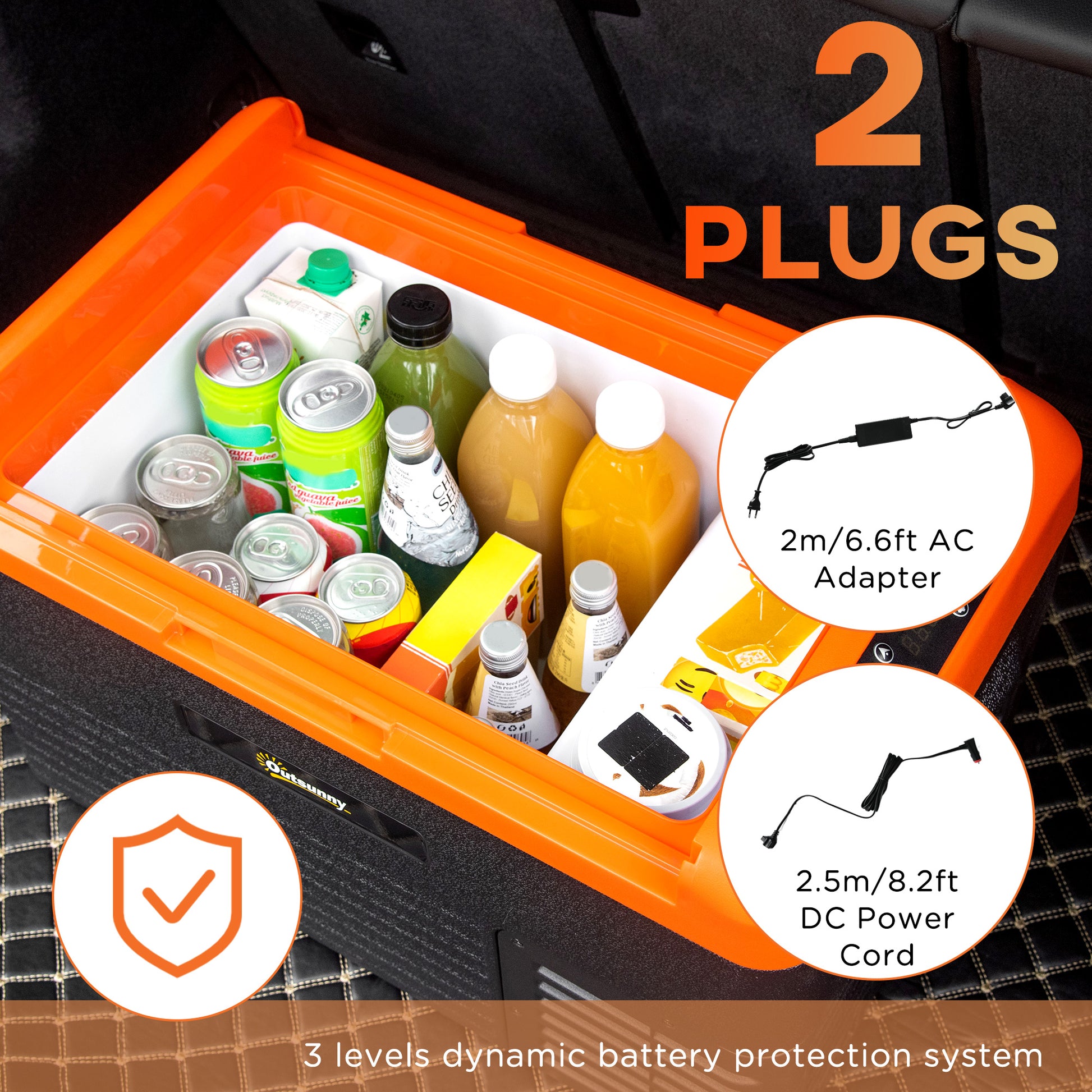 32 Quart Portable Car Fridge Freezer - Orange/Black-DECOROLALA