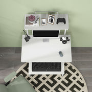 32" Rolling Computer Desk with Keyboard Tray - White-Computer Desks-DECOROLALA