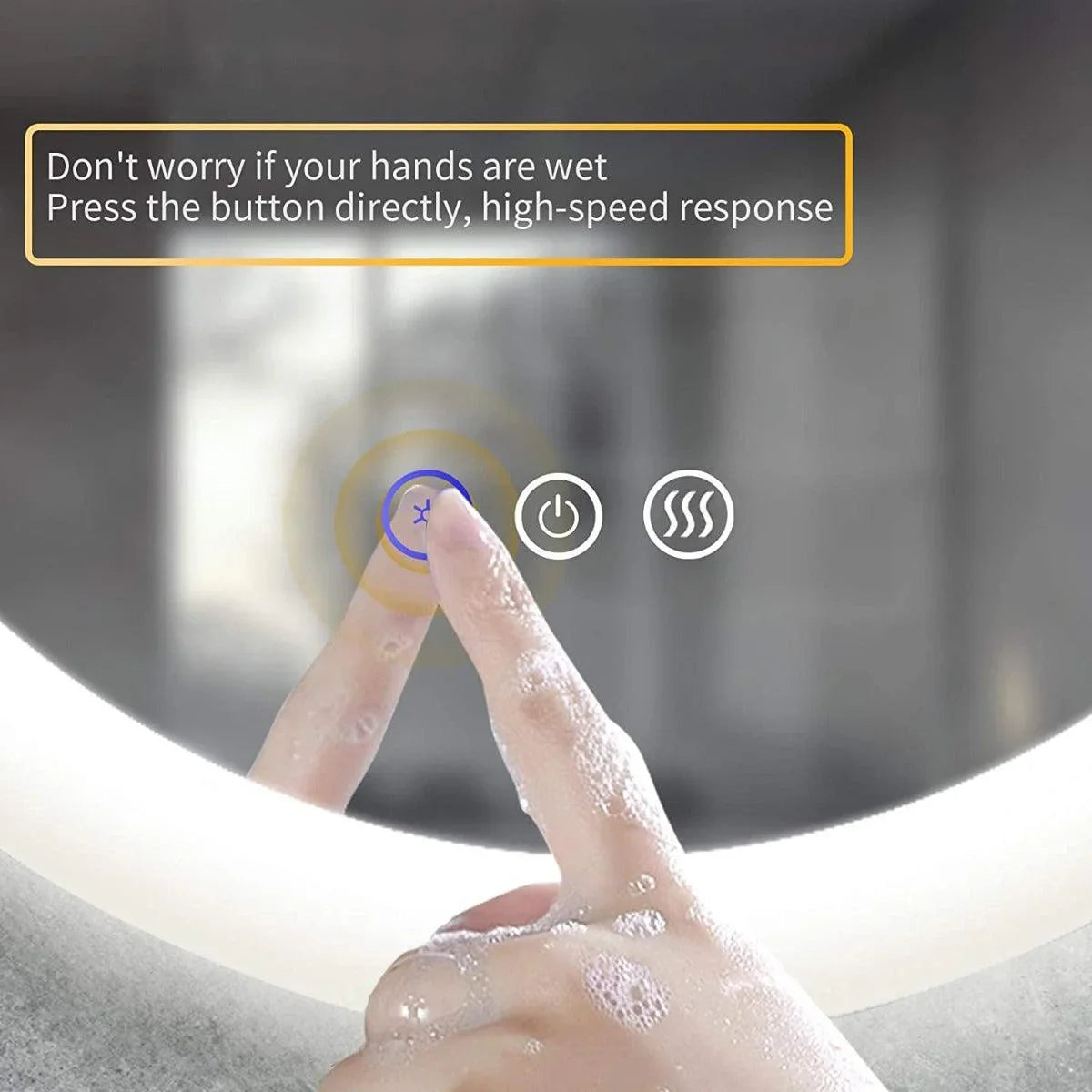 32" Round LED Bathroom Mirror with Integrated Ribbon Illumination - Premium Grey Edge Mirror with Frosted Lighting Technology, Complete Back Panel Support & Virtually Glowing Effect-Migration_Mirrors-DECOROLALA