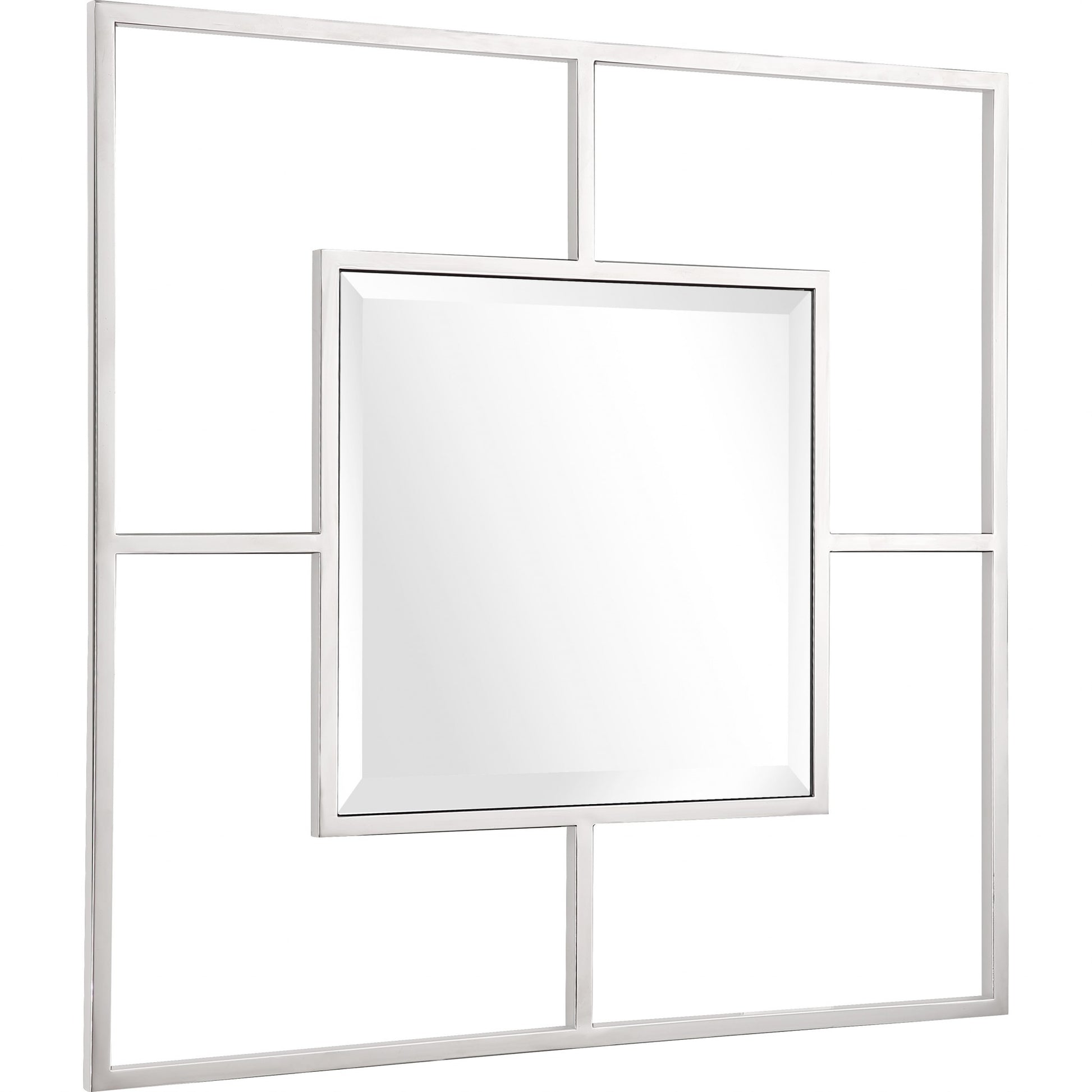 32" Silver Square Metal Framed Accent Mirror-Mirrors-DECOROLALA