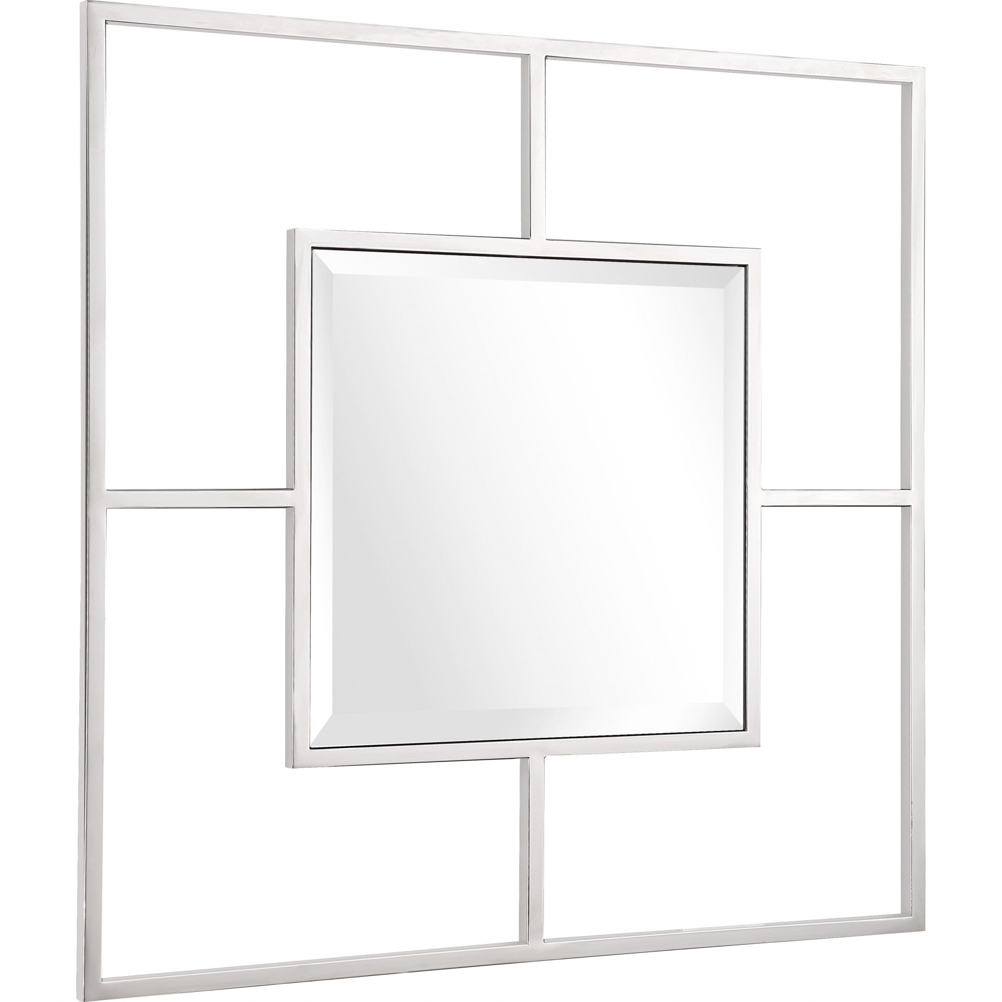 32" Silver Square Metal Framed Accent Mirror-Mirrors-DECOROLALA