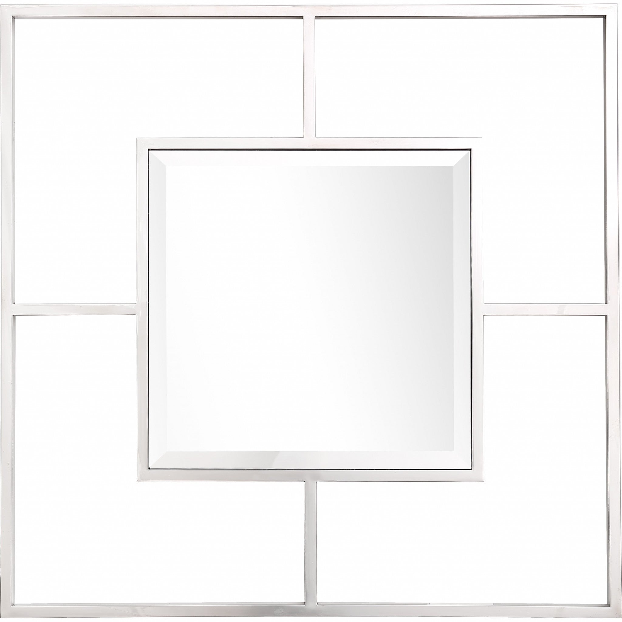 32" Silver Square Metal Framed Accent Mirror-Mirrors-DECOROLALA