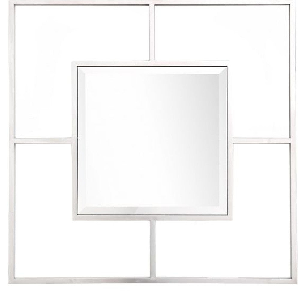 32" Silver Square Metal Framed Accent Mirror-Mirrors-DECOROLALA
