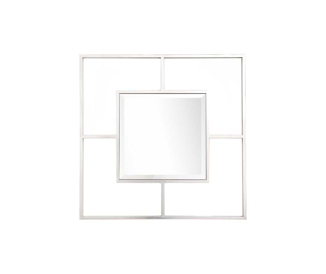 32" Silver Square Metal Framed Accent Mirror-Mirrors-DECOROLALA