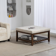 32" Square Ottoman Coffee Table with Storage - Beige-Coffee Tables-DECOROLALA