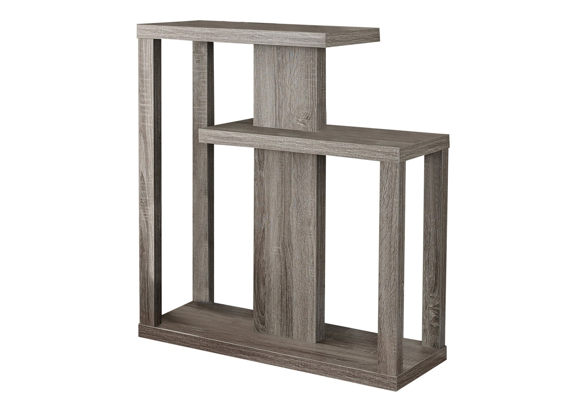 32" Taupe Free form Floor Shelf Console Table With Storage-Console Tables-DECOROLALA