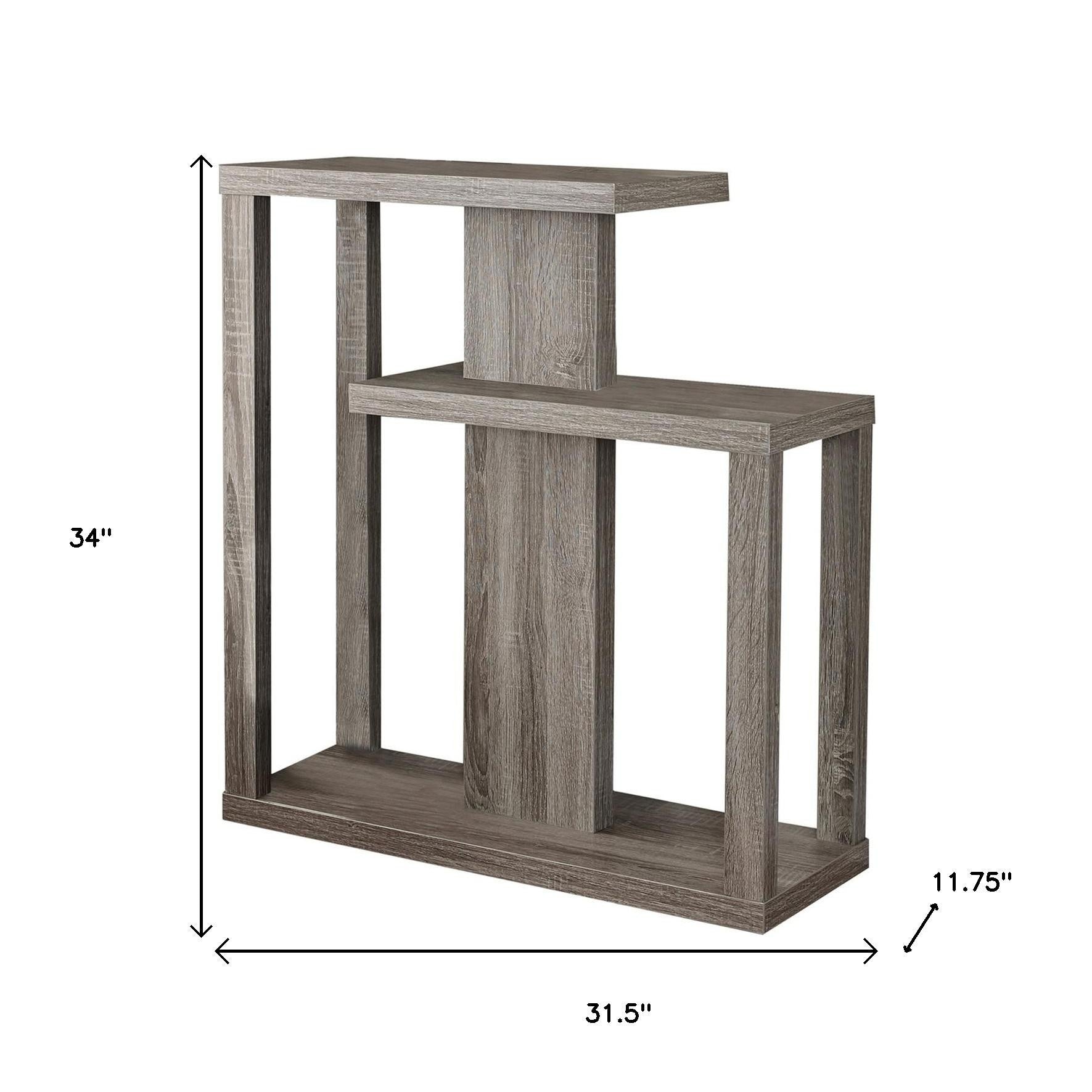 32" Taupe Free form Floor Shelf Console Table With Storage-Console Tables-DECOROLALA