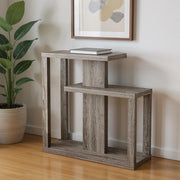 32" Taupe Free form Floor Shelf Console Table With Storage-Console Tables-DECOROLALA