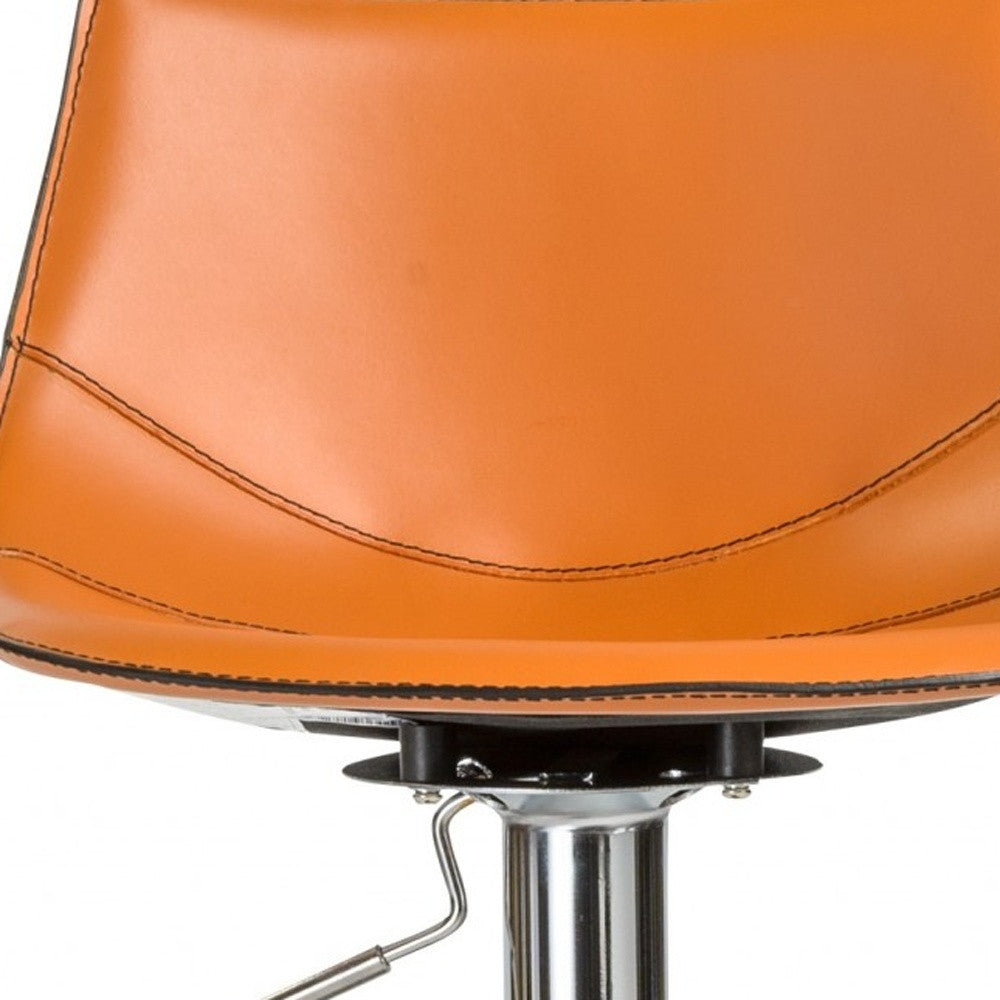 32" Terra Cotta And Silver Steel Swivel Low Back Bar Height Bar Chair-Bar Chairs-DECOROLALA