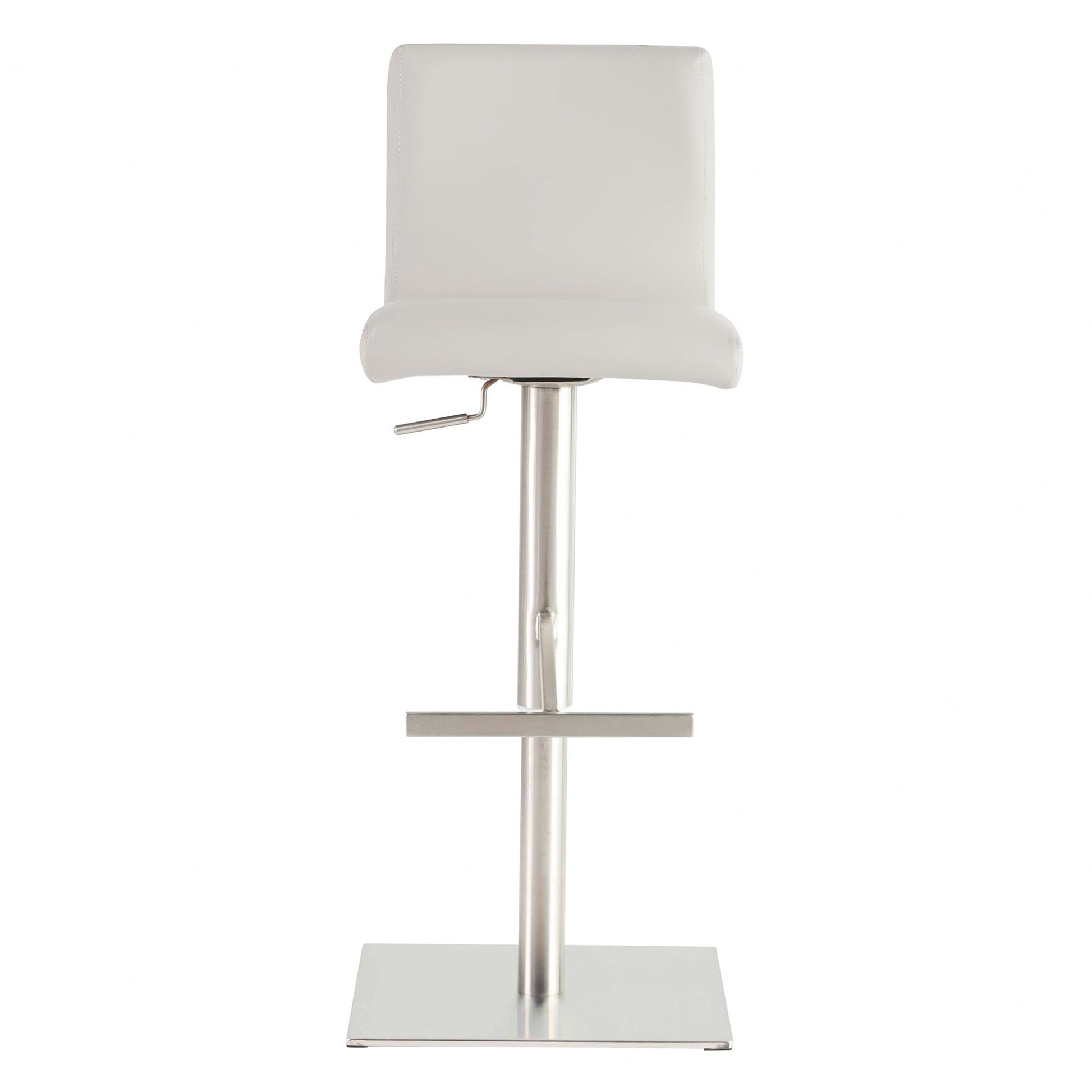 32" White And Silver Steel Swivel Low Back Bar Height Bar Chair-Bar Chairs-DECOROLALA
