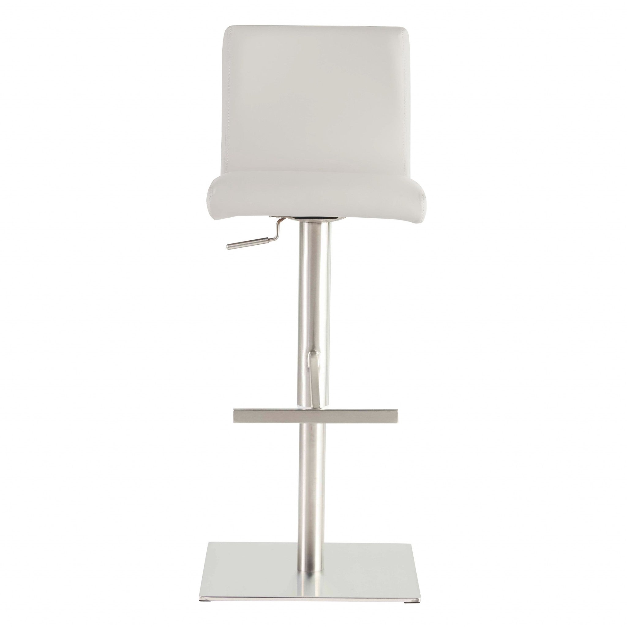 32" White And Silver Steel Swivel Low Back Bar Height Bar Chair-Bar Chairs-DECOROLALA