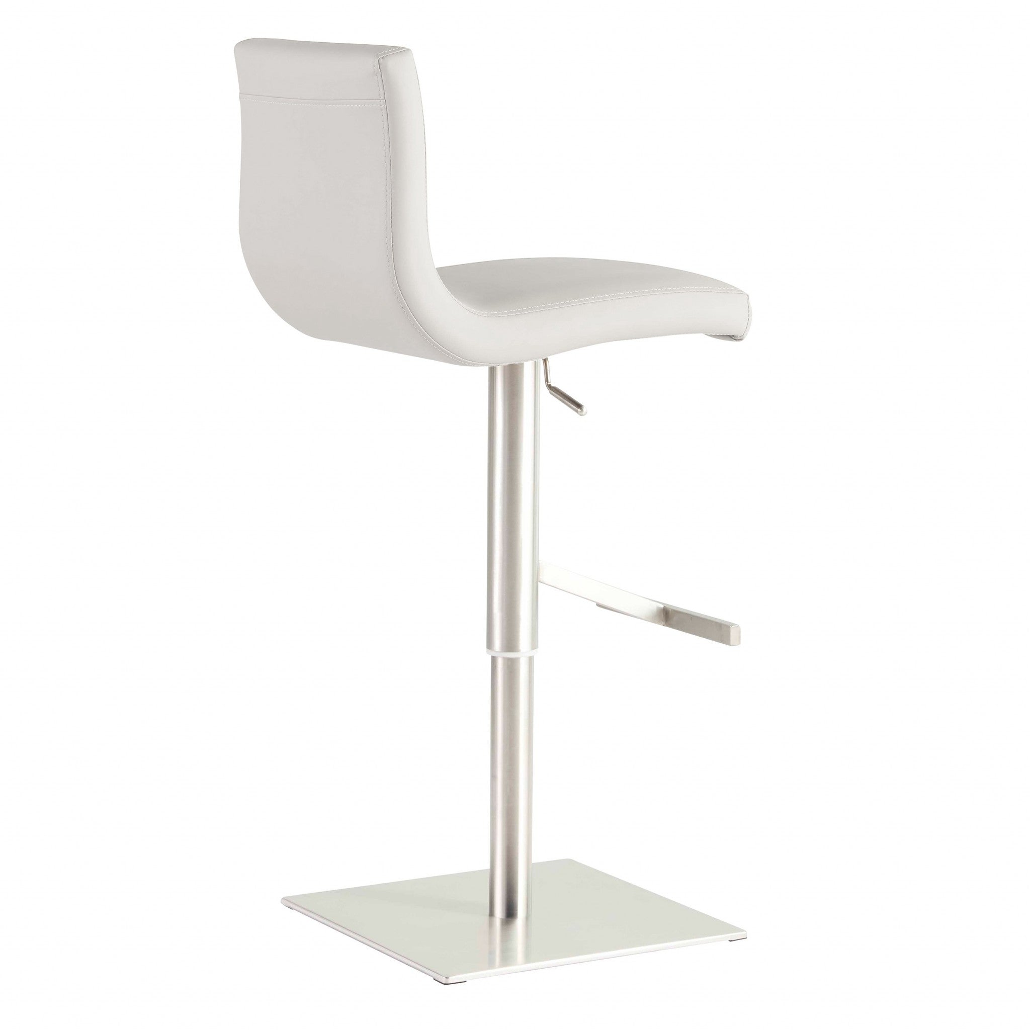 32" White And Silver Steel Swivel Low Back Bar Height Bar Chair-Bar Chairs-DECOROLALA
