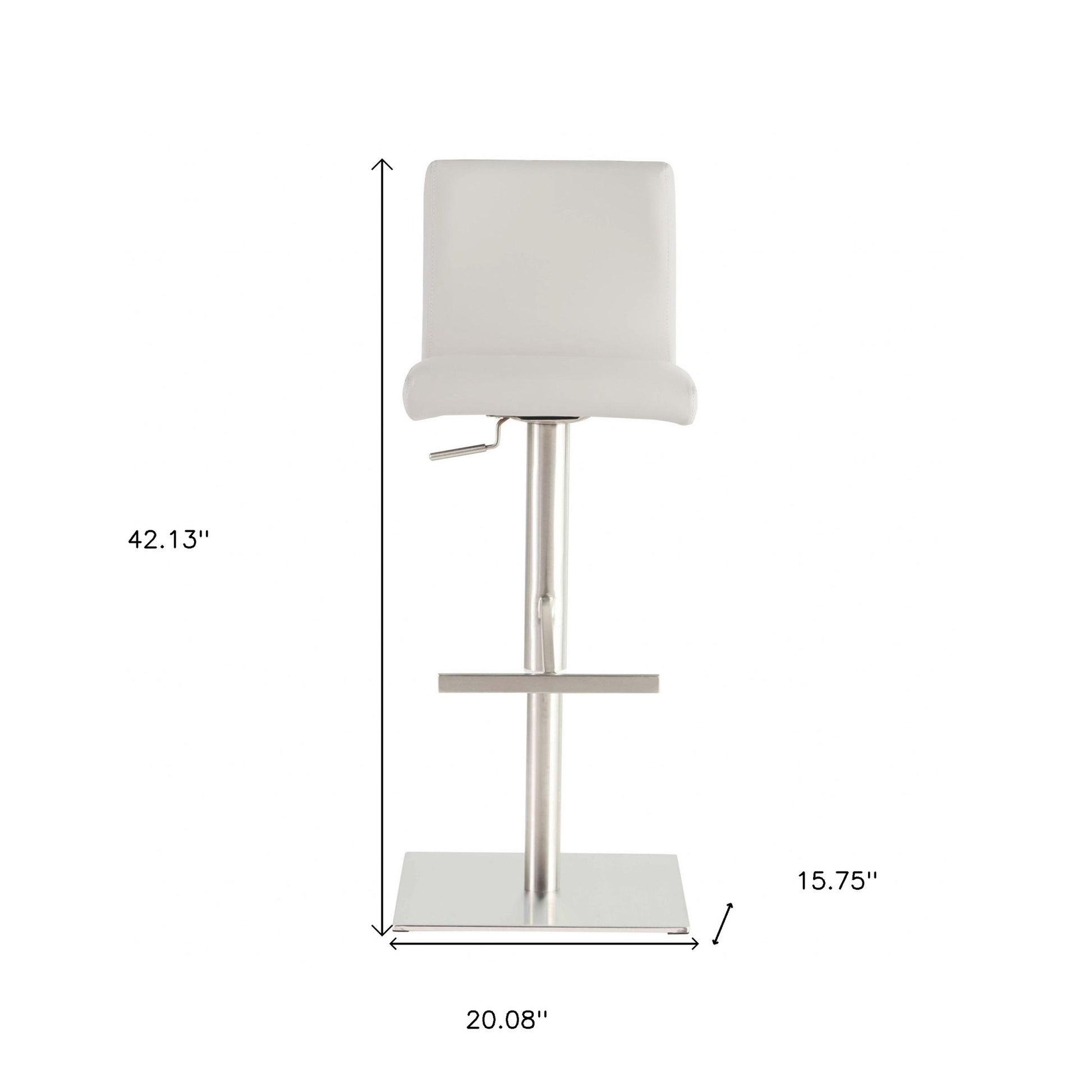 32" White And Silver Steel Swivel Low Back Bar Height Bar Chair-Bar Chairs-DECOROLALA