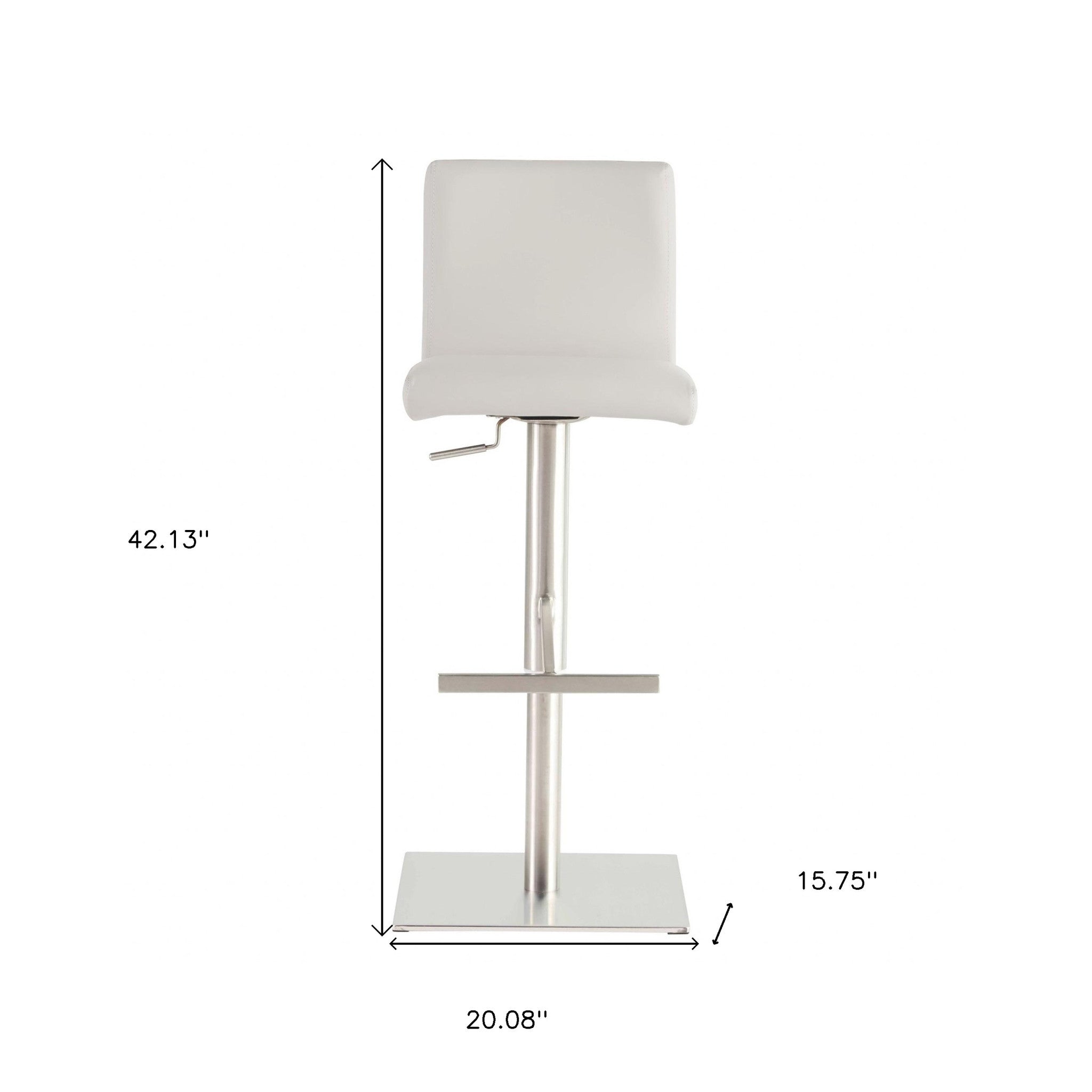 32" White And Silver Steel Swivel Low Back Bar Height Bar Chair-Bar Chairs-DECOROLALA