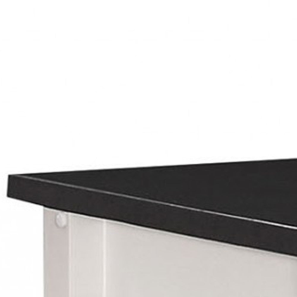 32" X 19" X 34" Black And White Rubber Wood Kitchen Cart-Kitchen Carts-Islands-DECOROLALA