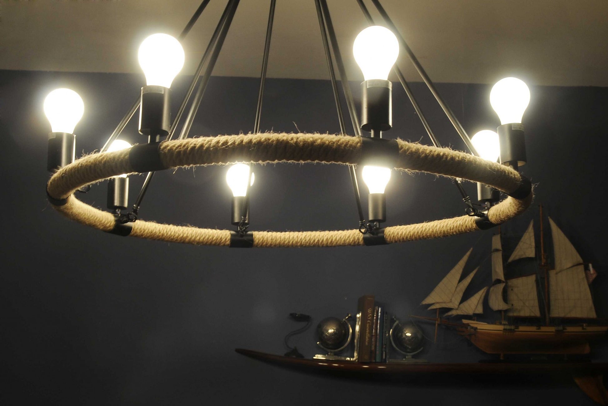 32" X 37" X 32" 8 Bulbs Rope Pendant Lamp-Pendants-Hanging Lights-DECOROLALA