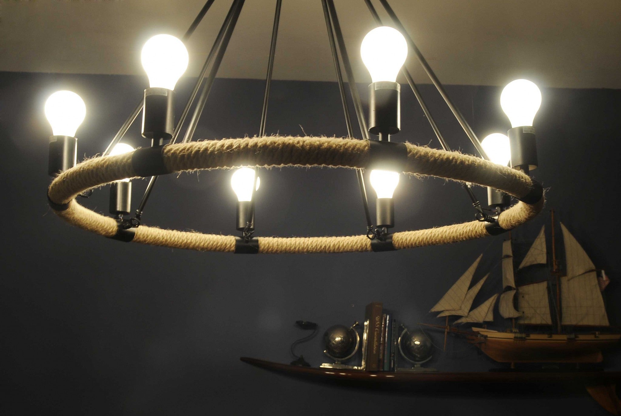 32" X 37" X 32" 8 Bulbs Rope Pendant Lamp-Pendants-Hanging Lights-DECOROLALA