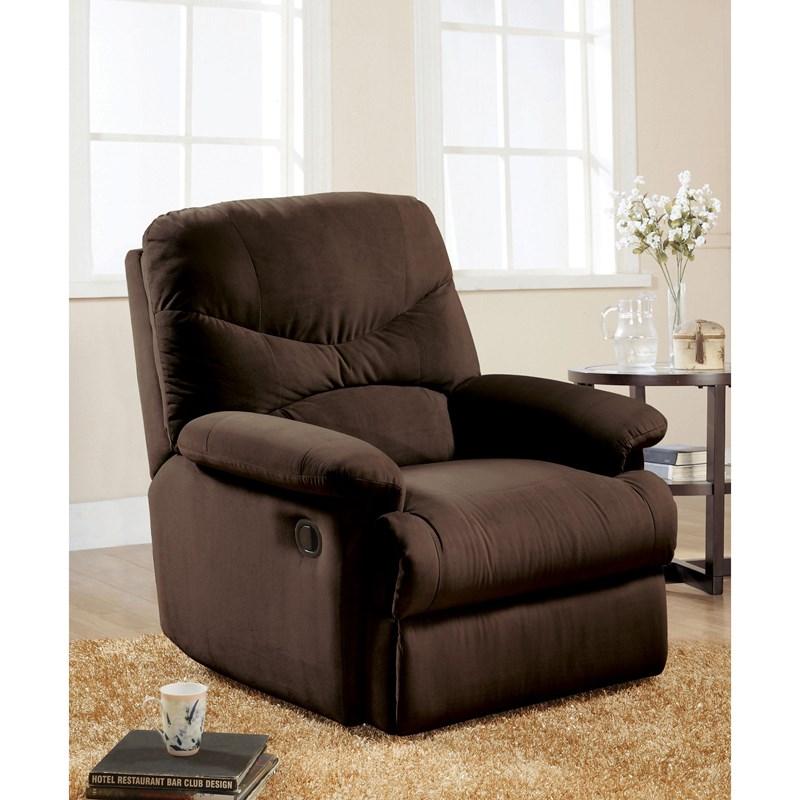35" Chocolate Microfiber Recliner-Recliners-DECOROLALA