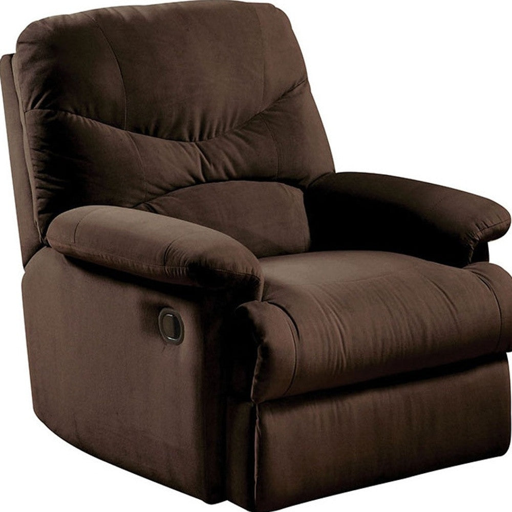 35" Chocolate Microfiber Recliner-Recliners-DECOROLALA