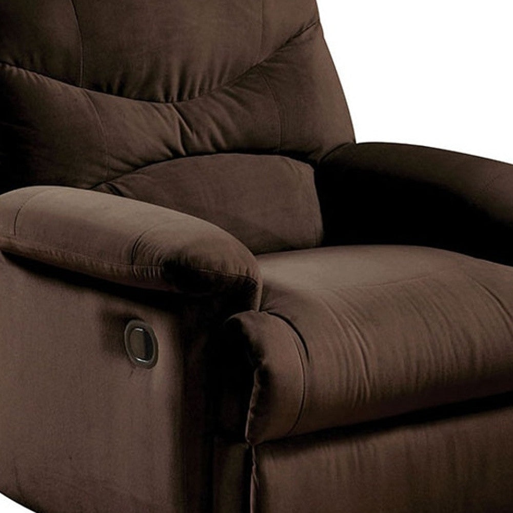 35" Chocolate Microfiber Recliner-Recliners-DECOROLALA