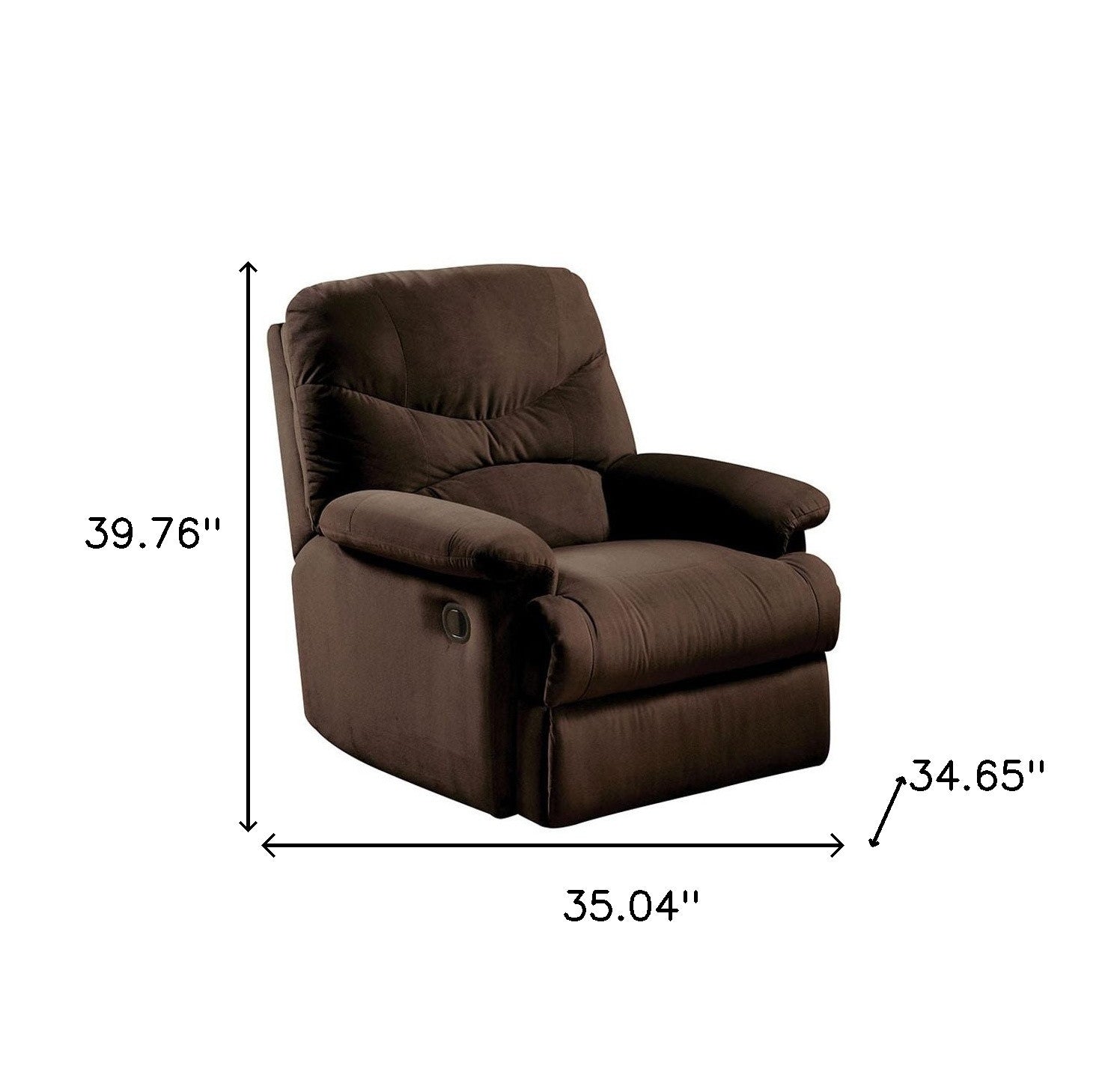 35" Chocolate Microfiber Recliner-Recliners-DECOROLALA
