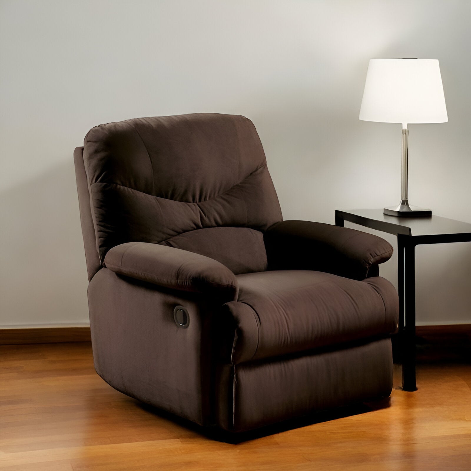 35" Chocolate Microfiber Recliner-Recliners-DECOROLALA