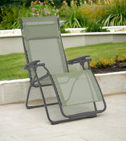 28" Green Steel Outdoor Zero Gravity Chair with Green Cushion-Outdoor Chairs-DECOROLALA