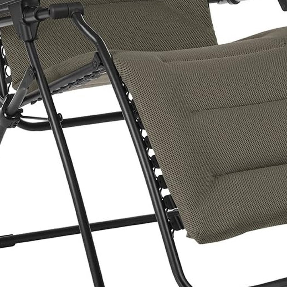 26" Gray Steel Outdoor Zero Gravity Chair with Gray Cushion-Outdoor Chairs-DECOROLALA