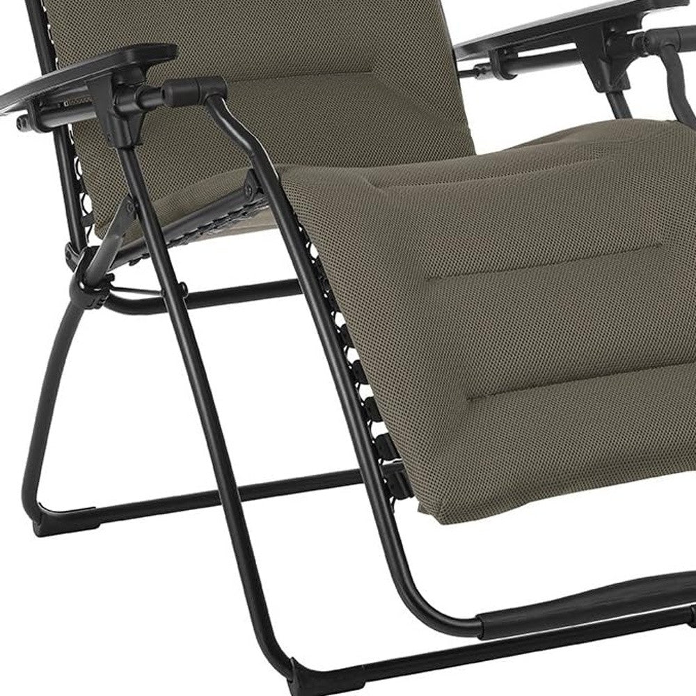 26" Gray Steel Outdoor Zero Gravity Chair with Gray Cushion-Outdoor Chairs-DECOROLALA