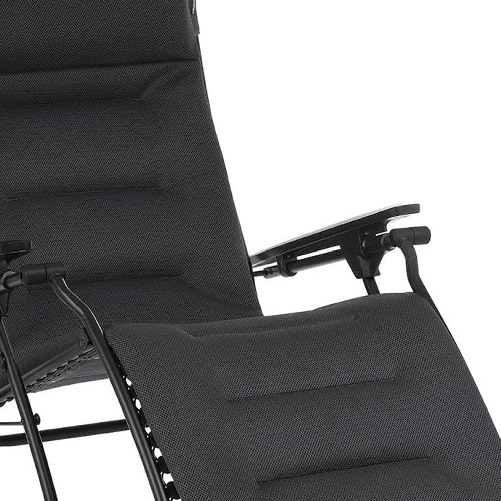 30" Black Steel Outdoor Zero Gravity Chair with Black Cushion-Outdoor Chairs-DECOROLALA