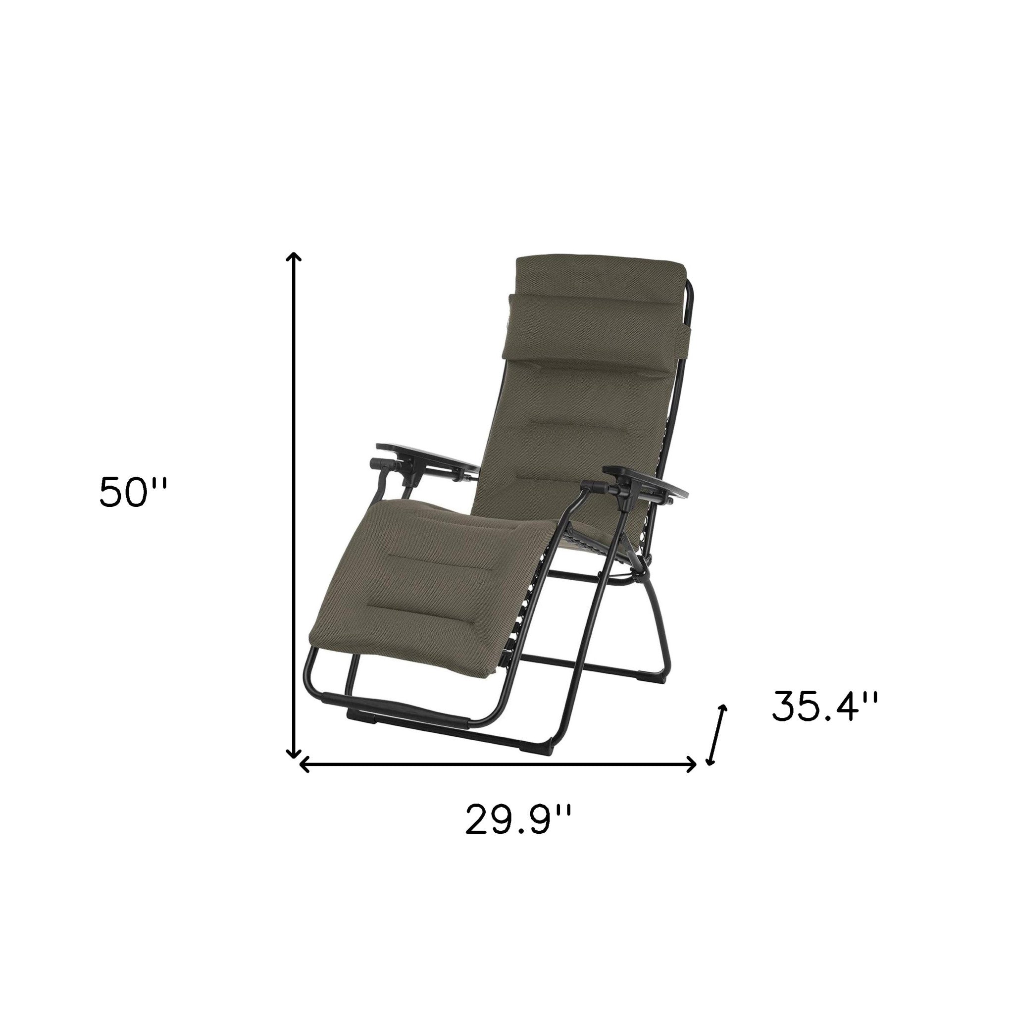 30" Gray Steel Outdoor Zero Gravity Chair with Gray Cushion-Outdoor Chairs-DECOROLALA