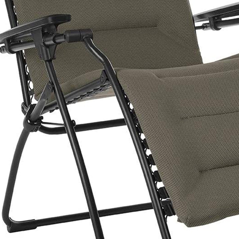 30" Gray Steel Outdoor Zero Gravity Chair with Gray Cushion-Outdoor Chairs-DECOROLALA