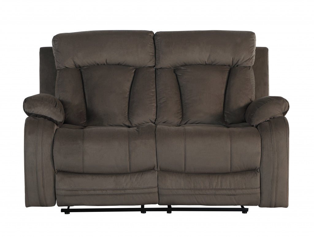 40" Modern Brown Fabric Loveseat-Recliners-DECOROLALA