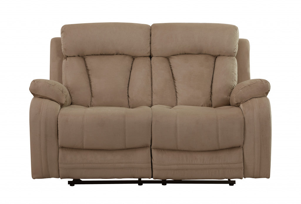 63" Beige Leather Match Recliner-Recliners-DECOROLALA