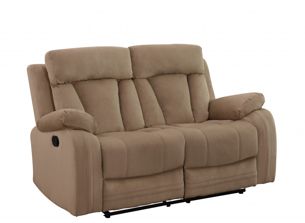 63" Beige Leather Match Recliner-Recliners-DECOROLALA
